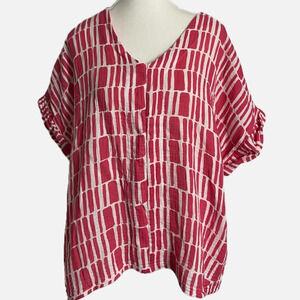 Michelle McDowell Well Behaved Harper Pink Waffle Cotton Short Sleeve‎ Top